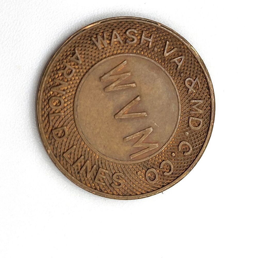 WASH. VA, & MD. C. CO, ARNOLD LINES "GOOD FOR ONE FARE" TRANSIT TOKEN.